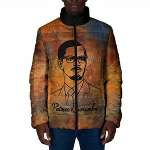Patrice Lumumba Padded Jacket with Line Art Portrait and Truth Cannot Be Killed Inspirational Quote - African Pride