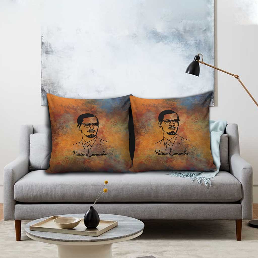 Patrice Lumumba Pillow Cover with Line Art Portrait and Truth Cannot Be Killed Inspirational Quote - African Pride