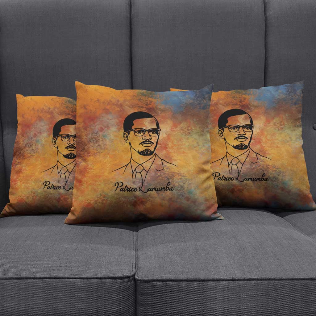 Patrice Lumumba Pillow Cover with Line Art Portrait and Truth Cannot Be Killed Inspirational Quote - African Pride