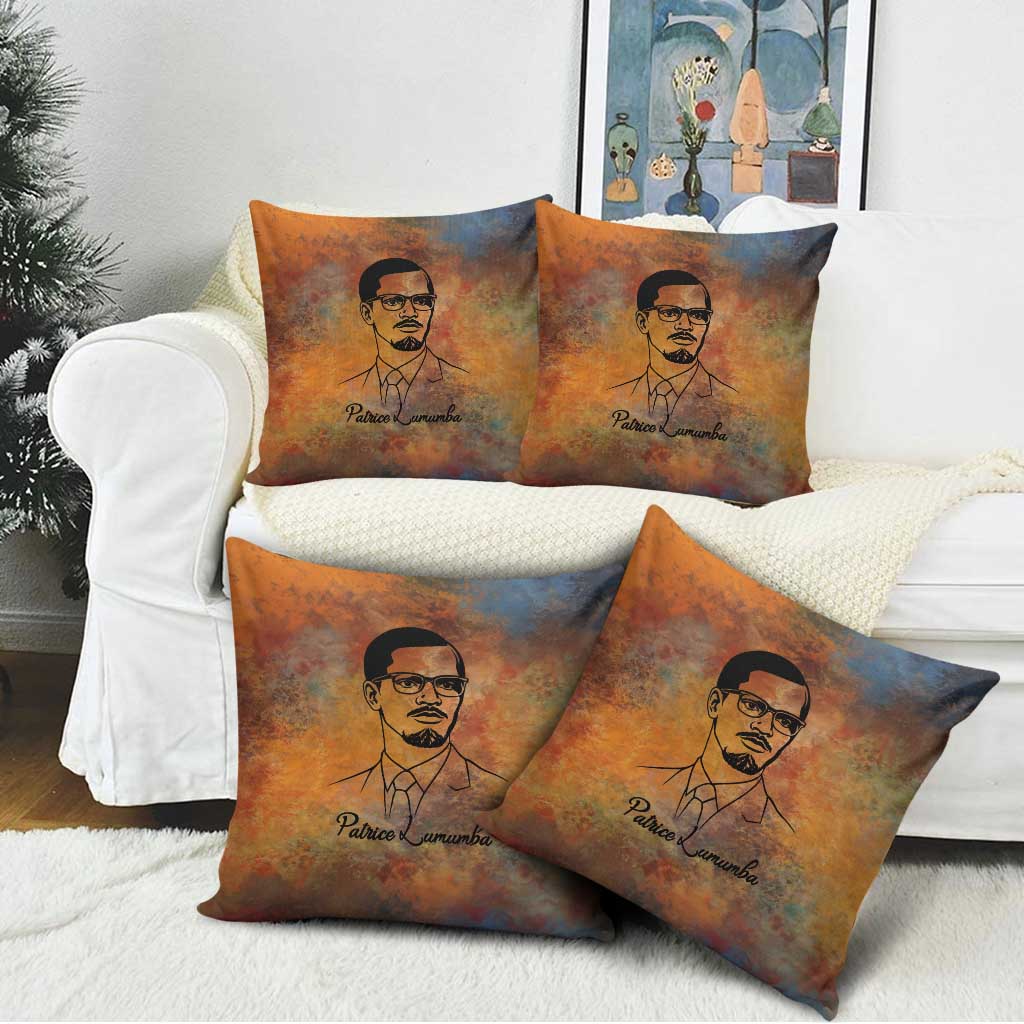 Patrice Lumumba Pillow Cover with Line Art Portrait and Truth Cannot Be Killed Inspirational Quote - African Pride