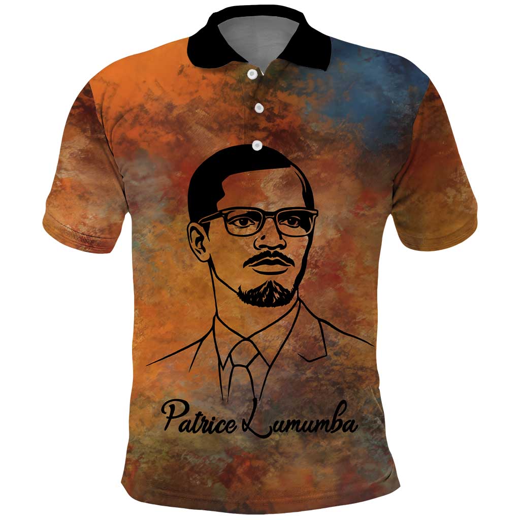 Patrice Lumumba Polo Shirt with Line Art Portrait and Truth Cannot Be Killed Inspirational Quote - African Pride