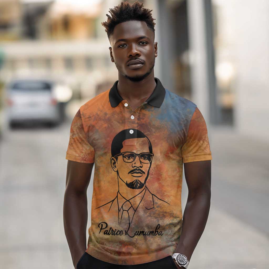 Patrice Lumumba Polo Shirt with Line Art Portrait and Truth Cannot Be Killed Inspirational Quote - African Pride