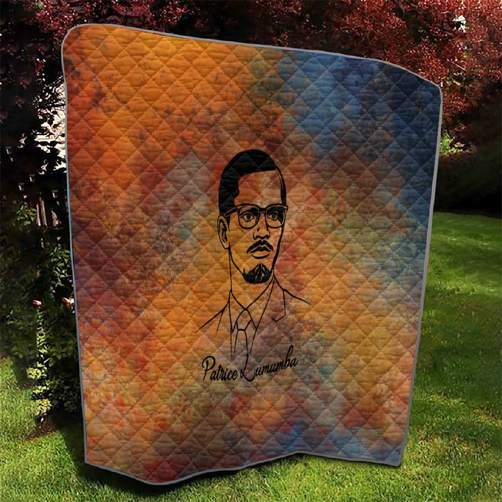 Patrice Lumumba Quilt with Line Art Portrait and Truth Cannot Be Killed Inspirational Quote - African Pride