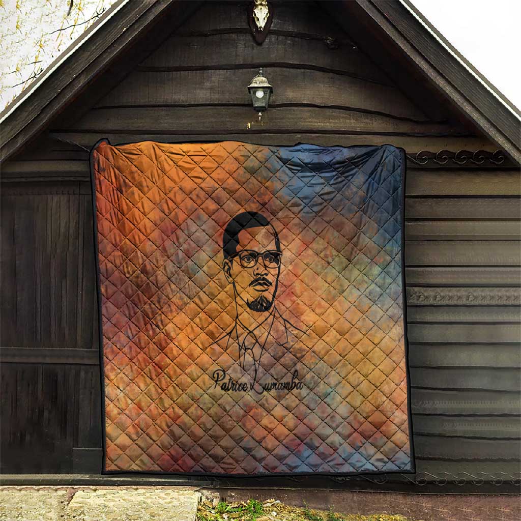 Patrice Lumumba Quilt with Line Art Portrait and Truth Cannot Be Killed Inspirational Quote - African Pride