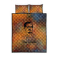 Patrice Lumumba Quilt Bed Set with Line Art Portrait and Truth Cannot Be Killed Inspirational Quote - African Pride