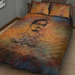 Patrice Lumumba Quilt Bed Set with Line Art Portrait and Truth Cannot Be Killed Inspirational Quote - African Pride