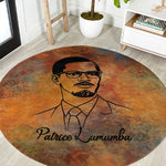 Patrice Lumumba Round Carpet with Line Art Portrait and Truth Cannot Be Killed Inspirational Quote - African Pride