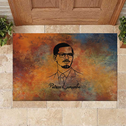 Patrice Lumumba Rubber Doormat with Line Art Portrait and Truth Cannot Be Killed Inspirational Quote - African Pride