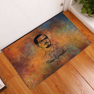 Patrice Lumumba Rubber Doormat with Line Art Portrait and Truth Cannot Be Killed Inspirational Quote - African Pride