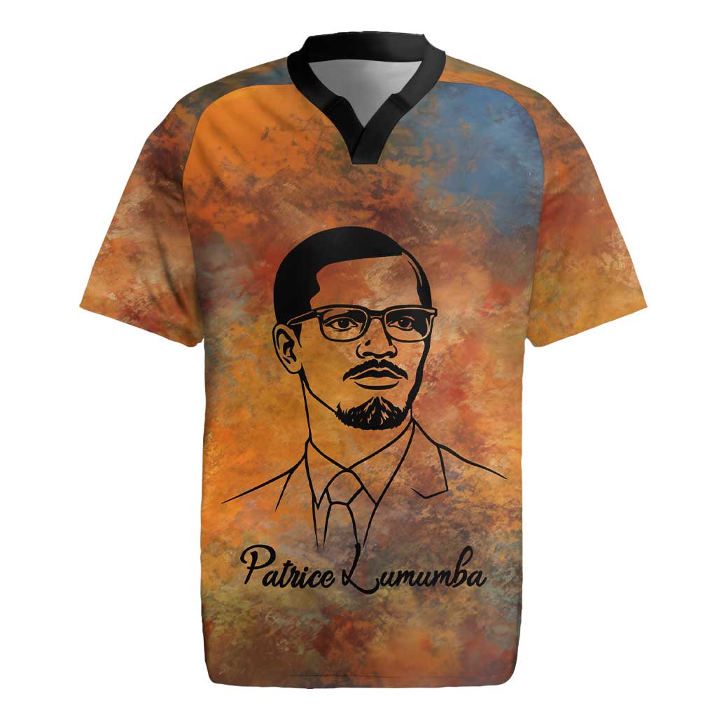 Patrice Lumumba Rugby Jersey with Line Art Portrait and Truth Cannot Be Killed Inspirational Quote - African Pride