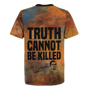 Patrice Lumumba Rugby Jersey with Line Art Portrait and Truth Cannot Be Killed Inspirational Quote - African Pride