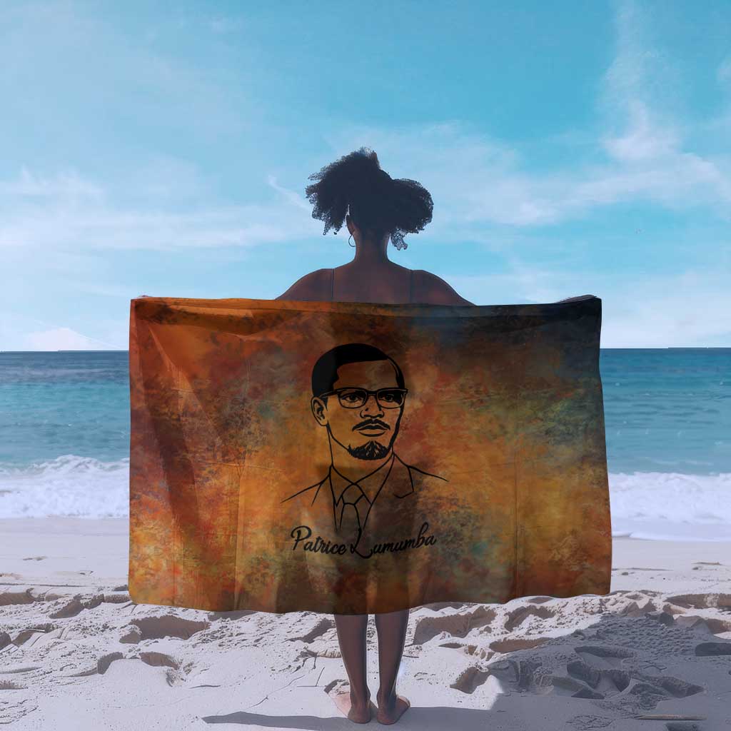 Patrice Lumumba Sarong with Line Art Portrait and Truth Cannot Be Killed Inspirational Quote - African Pride