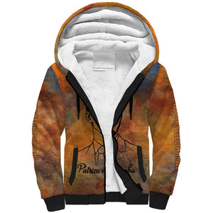 Patrice Lumumba Sherpa Hoodie with Line Art Portrait and Truth Cannot Be Killed Inspirational Quote - African Pride