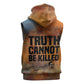 Patrice Lumumba Sleeveless Hoodie with Line Art Portrait and Truth Cannot Be Killed Inspirational Quote - African Pride