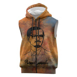 Patrice Lumumba Sleeveless Zip Hoodie with Line Art Portrait and Truth Cannot Be Killed Inspirational Quote - African Pride