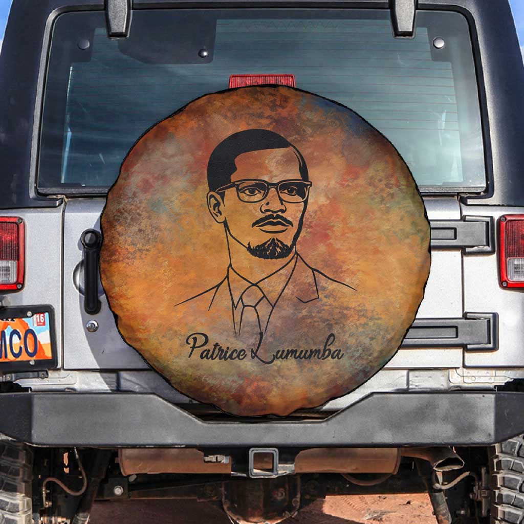 Patrice Lumumba Spare Tire Cover with Line Art Portrait and Truth Cannot Be Killed Inspirational Quote - African Pride