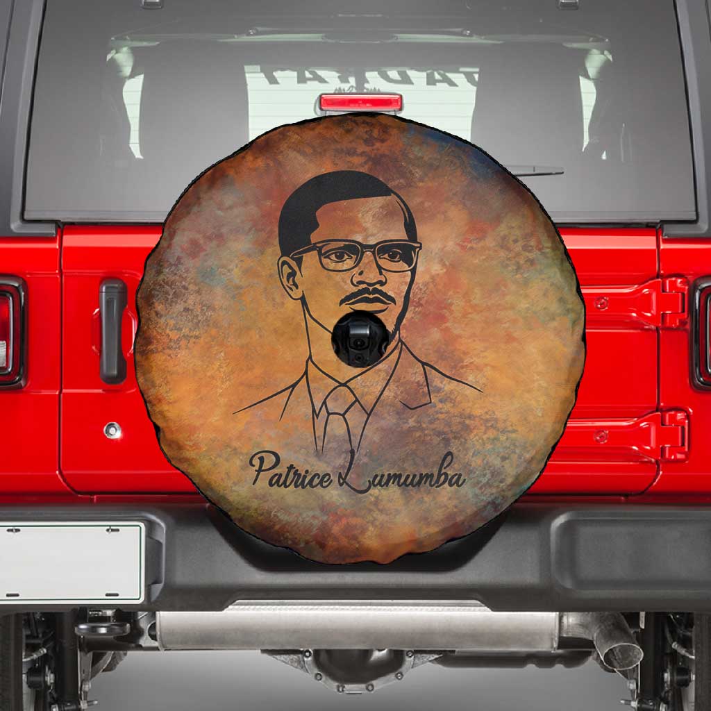 Patrice Lumumba Spare Tire Cover with Line Art Portrait and Truth Cannot Be Killed Inspirational Quote - African Pride