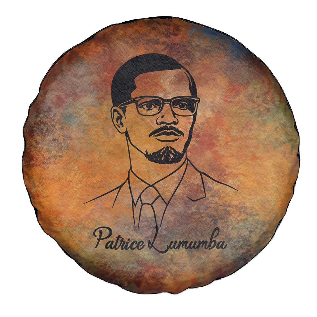 Patrice Lumumba Spare Tire Cover with Line Art Portrait and Truth Cannot Be Killed Inspirational Quote - African Pride