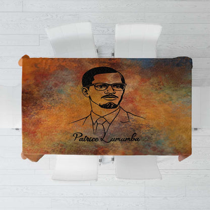 Patrice Lumumba Tablecloth with Line Art Portrait and Truth Cannot Be Killed Inspirational Quote - African Pride
