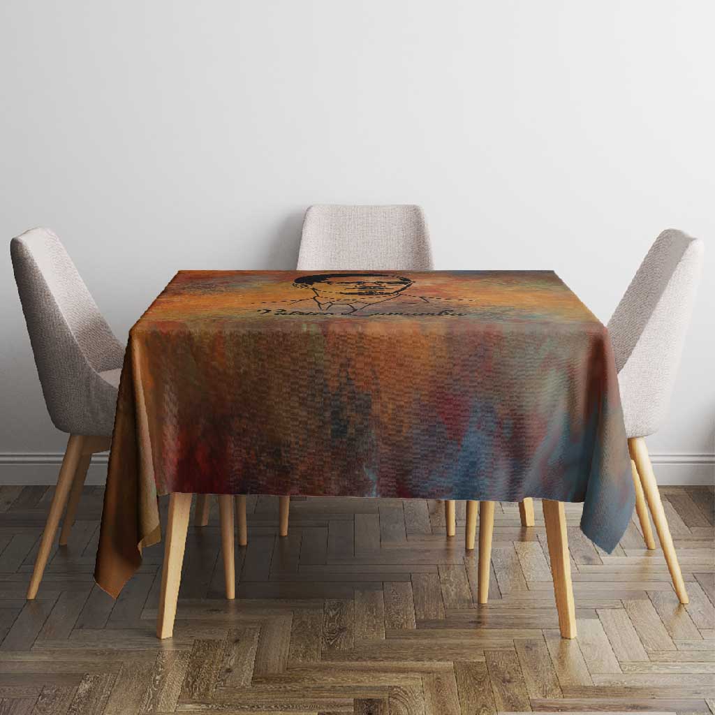 Patrice Lumumba Tablecloth with Line Art Portrait and Truth Cannot Be Killed Inspirational Quote - African Pride