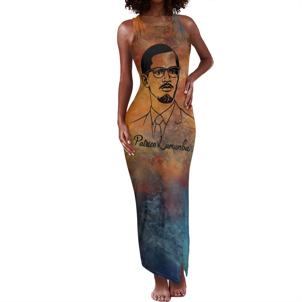 Patrice Lumumba Tank Maxi Dress with Line Art Portrait and Truth Cannot Be Killed Inspirational Quote - African Pride
