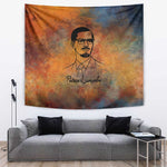 Patrice Lumumba Tapestry with Line Art Portrait and Truth Cannot Be Killed Inspirational Quote - African Pride