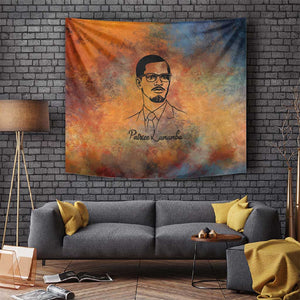 Patrice Lumumba Tapestry with Line Art Portrait and Truth Cannot Be Killed Inspirational Quote - African Pride