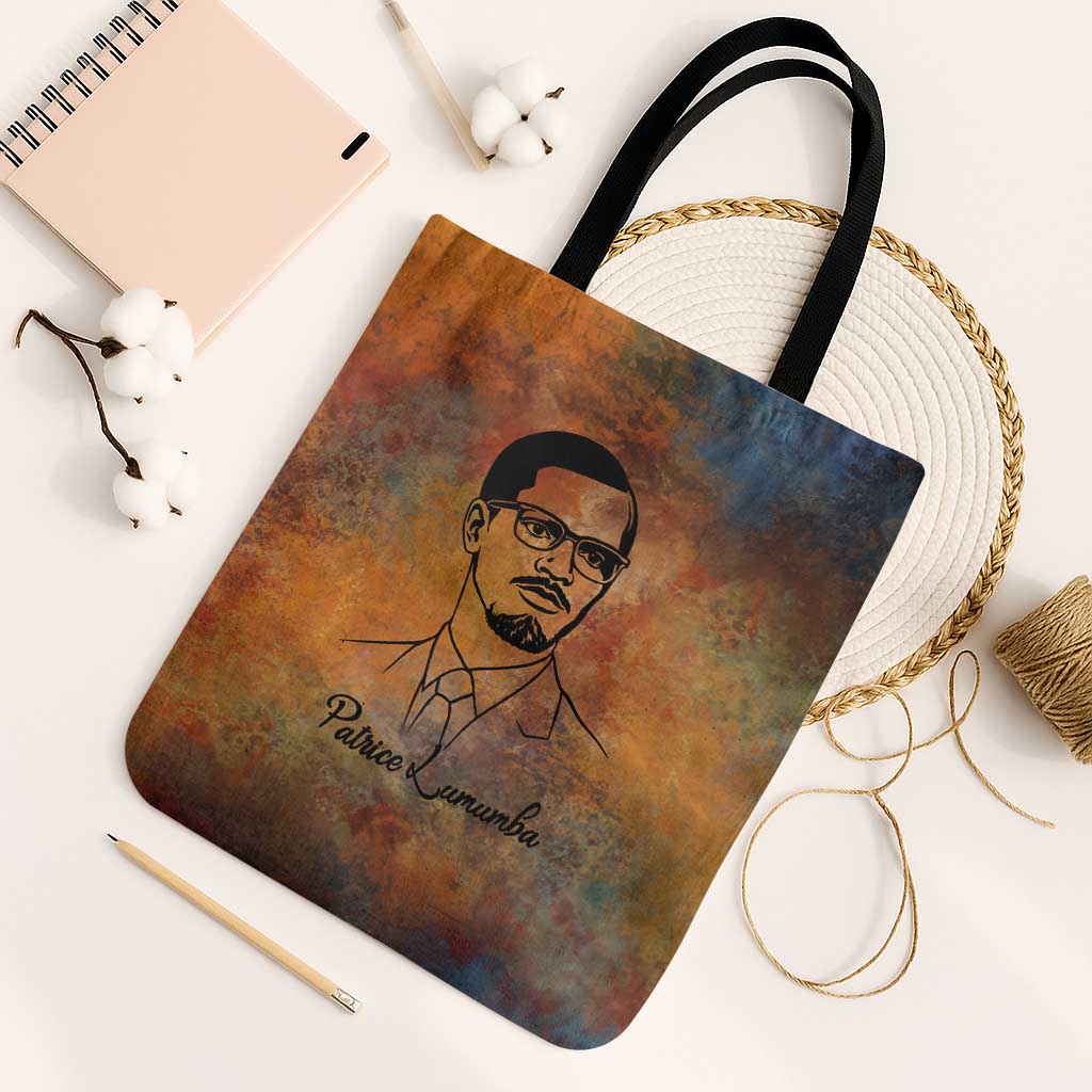 Patrice Lumumba Tote Bag with Line Art Portrait and Truth Cannot Be Killed Inspirational Quote - African Pride