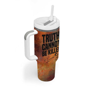 Patrice Lumumba Tumbler With Handle with Line Art Portrait and Truth Cannot Be Killed Inspirational Quote - African Pride