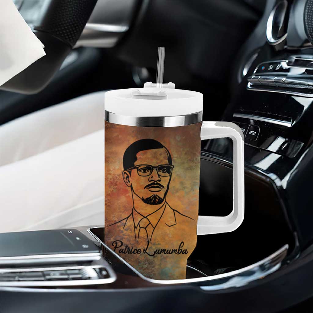 Patrice Lumumba Tumbler With Handle with Line Art Portrait and Truth Cannot Be Killed Inspirational Quote - African Pride