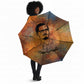Patrice Lumumba Umbrella with Line Art Portrait and Truth Cannot Be Killed Inspirational Quote - African Pride
