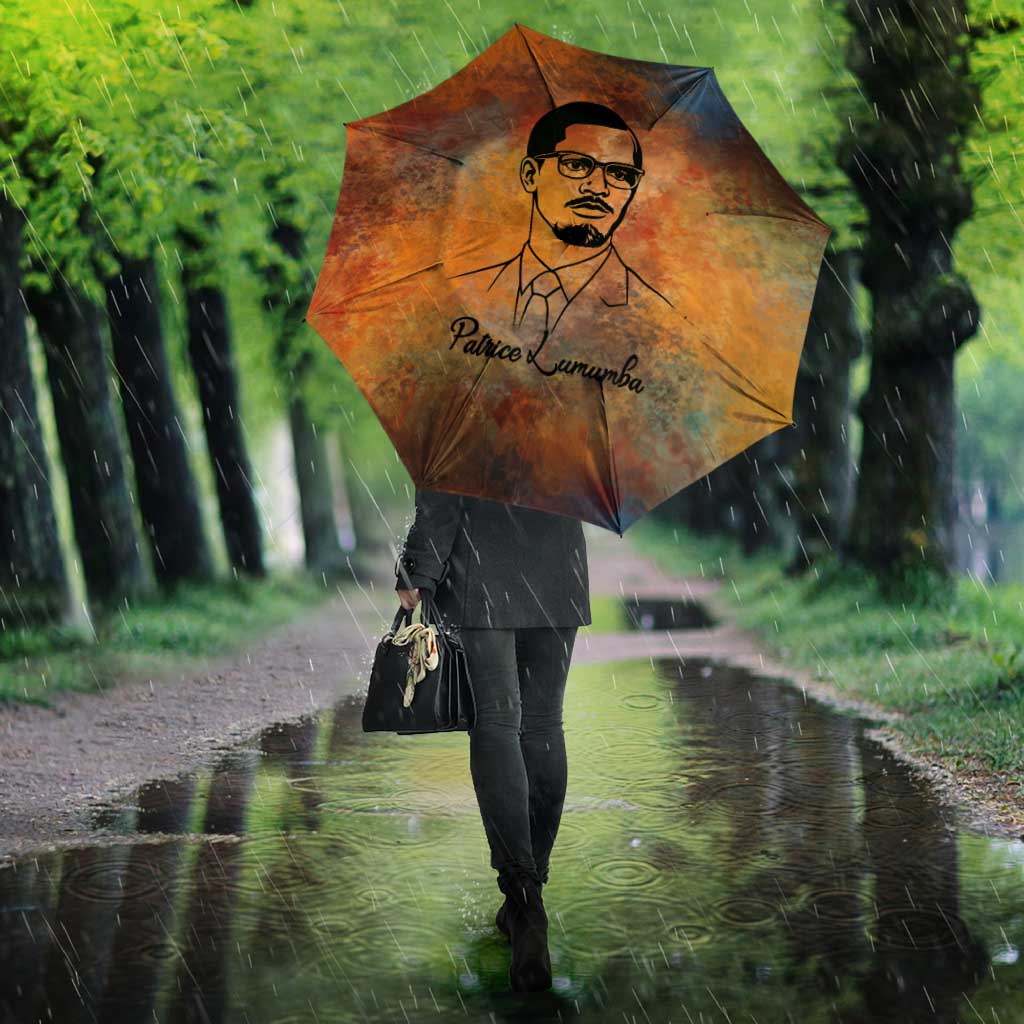Patrice Lumumba Umbrella with Line Art Portrait and Truth Cannot Be Killed Inspirational Quote - African Pride