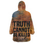 Patrice Lumumba Wearable Blanket Hoodie with Line Art Portrait and Truth Cannot Be Killed Inspirational Quote - African Pride
