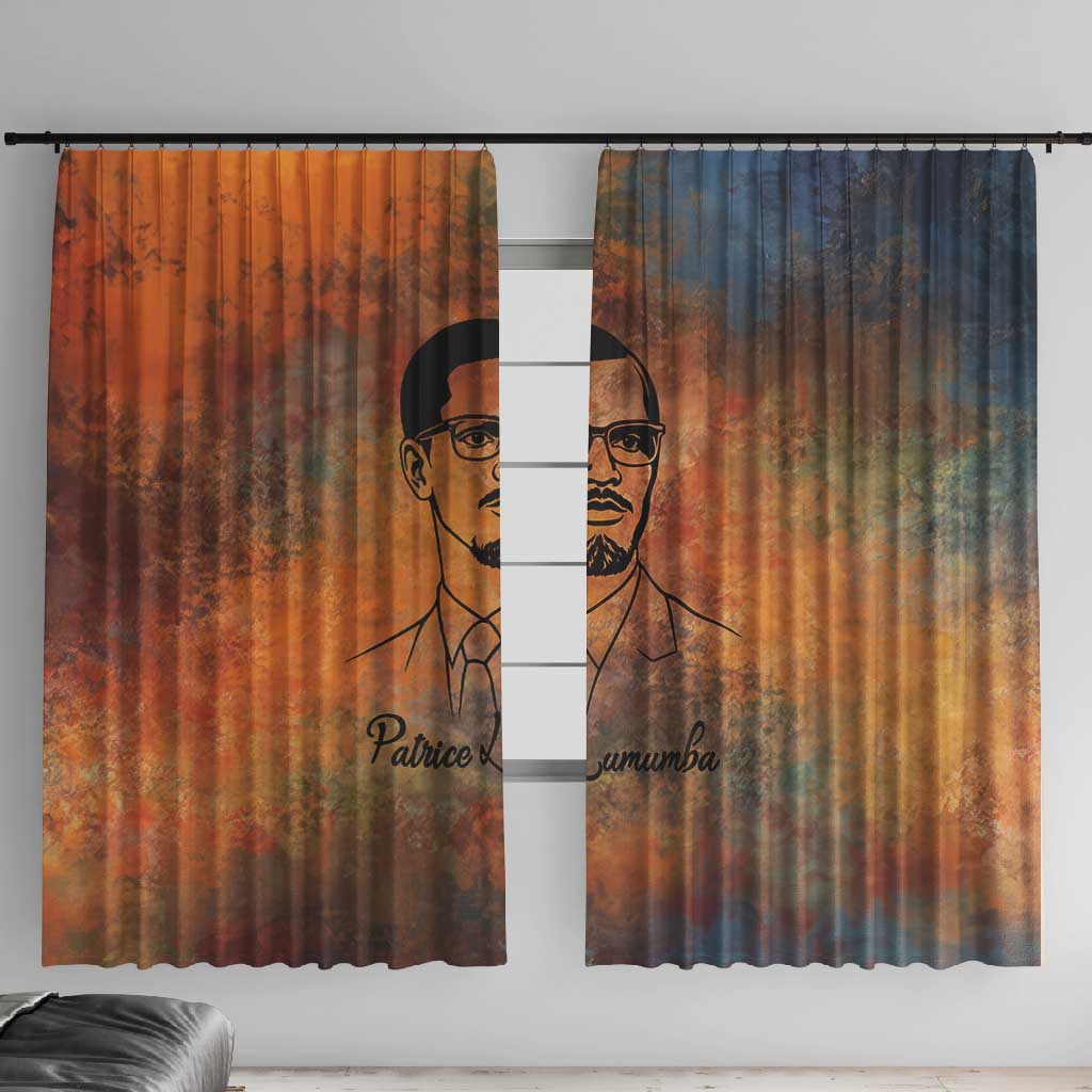Patrice Lumumba Window Curtain with Line Art Portrait and Truth Cannot Be Killed Inspirational Quote - African Pride