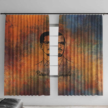 Patrice Lumumba Window Curtain with Line Art Portrait and Truth Cannot Be Killed Inspirational Quote - African Pride