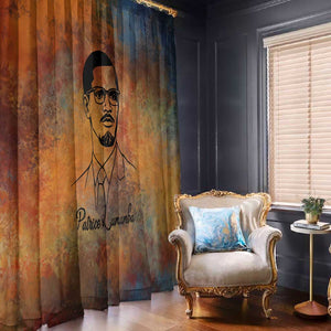Patrice Lumumba Window Curtain with Line Art Portrait and Truth Cannot Be Killed Inspirational Quote - African Pride