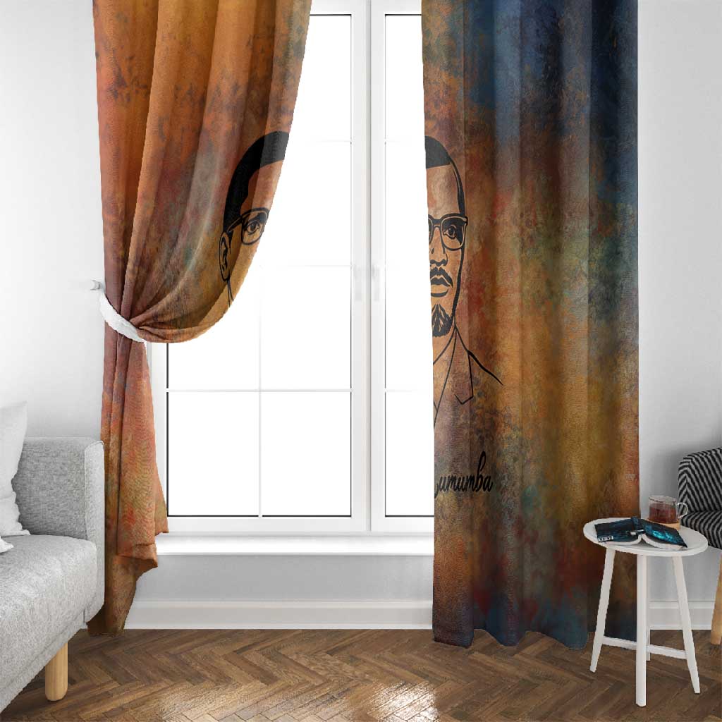 Patrice Lumumba Window Curtain with Line Art Portrait and Truth Cannot Be Killed Inspirational Quote - African Pride