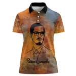 Patrice Lumumba Women Polo Shirt with Line Art Portrait and Truth Cannot Be Killed Inspirational Quote - African Pride