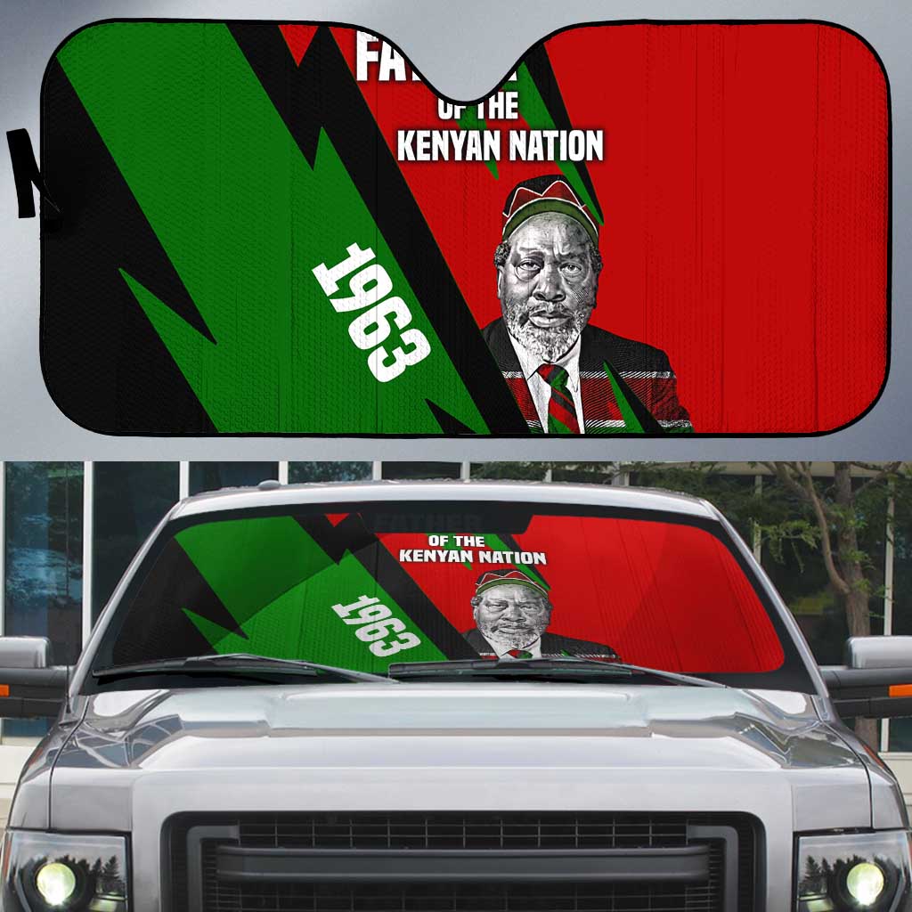 Jomo Kenyatta Auto Sun Shade Patriotic Colors Design and Father of the Kenyan Nation Tribute - African Pride