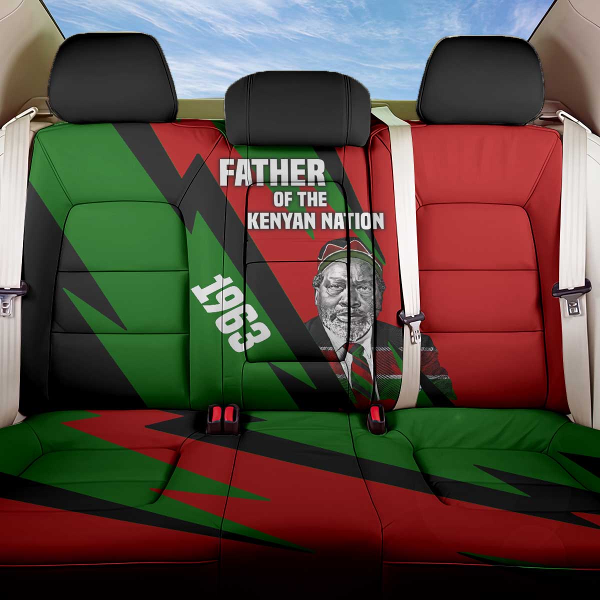 Jomo Kenyatta Back Car Seat Cover Patriotic Colors Design and Father of the Kenyan Nation Tribute - African Pride