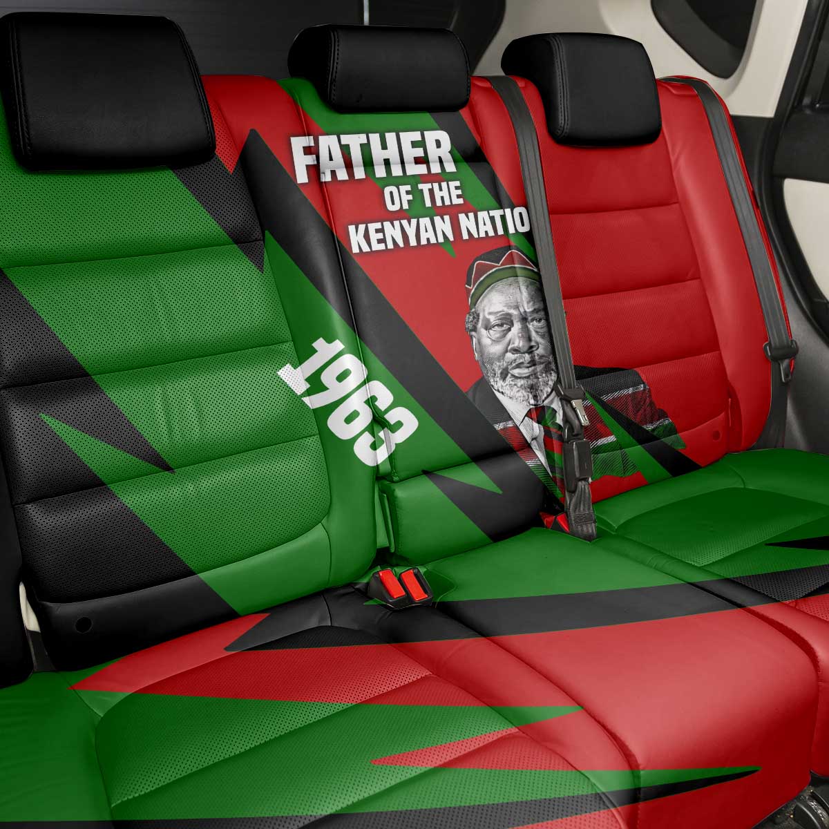 Jomo Kenyatta Back Car Seat Cover Patriotic Colors Design and Father of the Kenyan Nation Tribute - African Pride