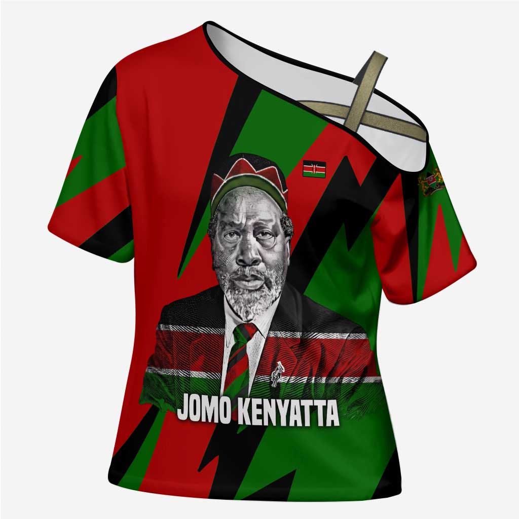 Jomo Kenyatta Cross Shoulder Shirt Patriotic Colors Design and Father of the Kenyan Nation Tribute - African Pride