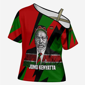 Jomo Kenyatta Cross Shoulder Shirt Patriotic Colors Design and Father of the Kenyan Nation Tribute - African Pride