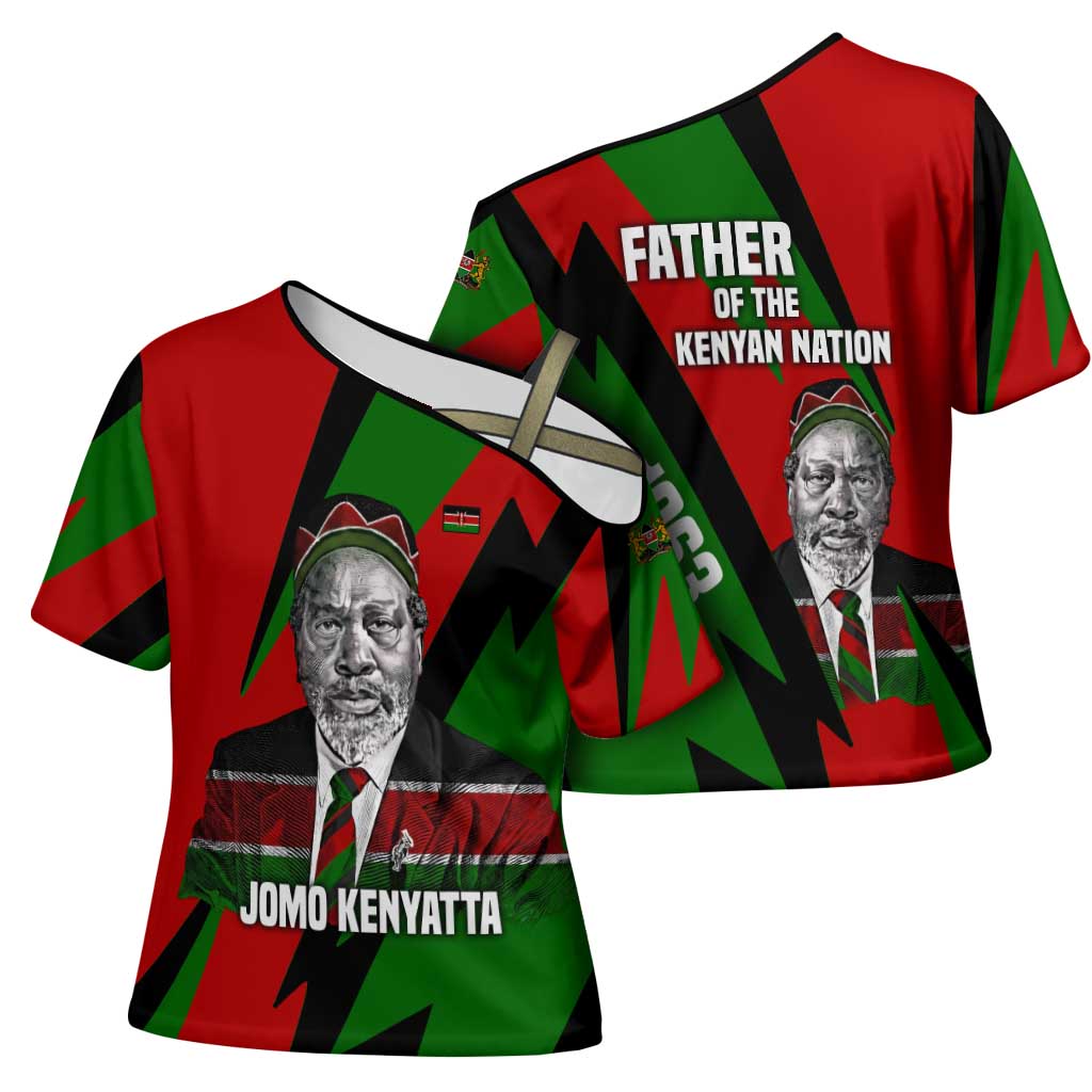 Jomo Kenyatta Cross Shoulder Shirt Patriotic Colors Design and Father of the Kenyan Nation Tribute - African Pride