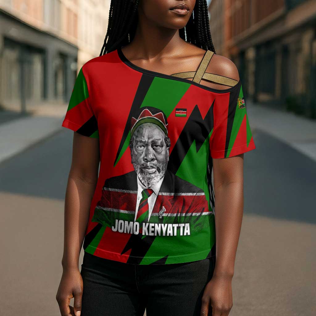 Jomo Kenyatta Cross Shoulder Shirt Patriotic Colors Design and Father of the Kenyan Nation Tribute - African Pride