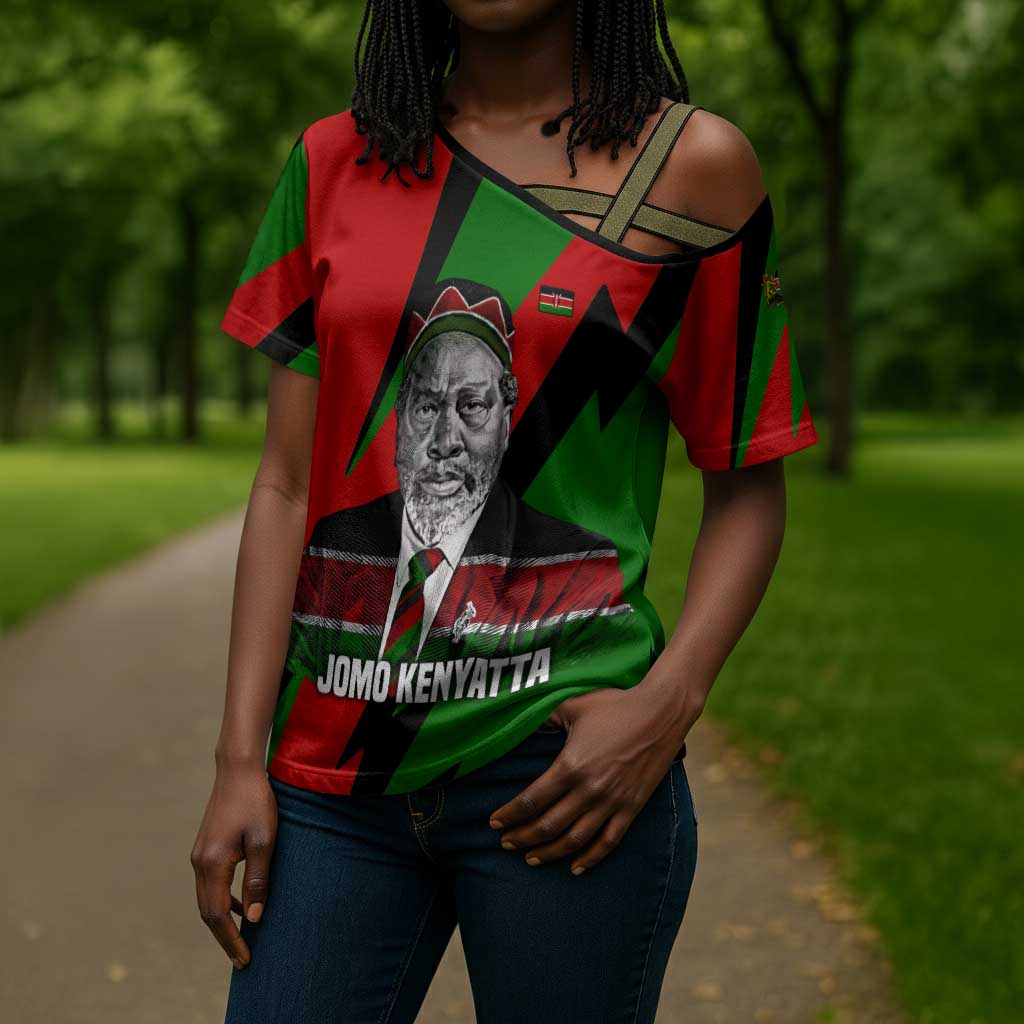 Jomo Kenyatta Cross Shoulder Shirt Patriotic Colors Design and Father of the Kenyan Nation Tribute - African Pride