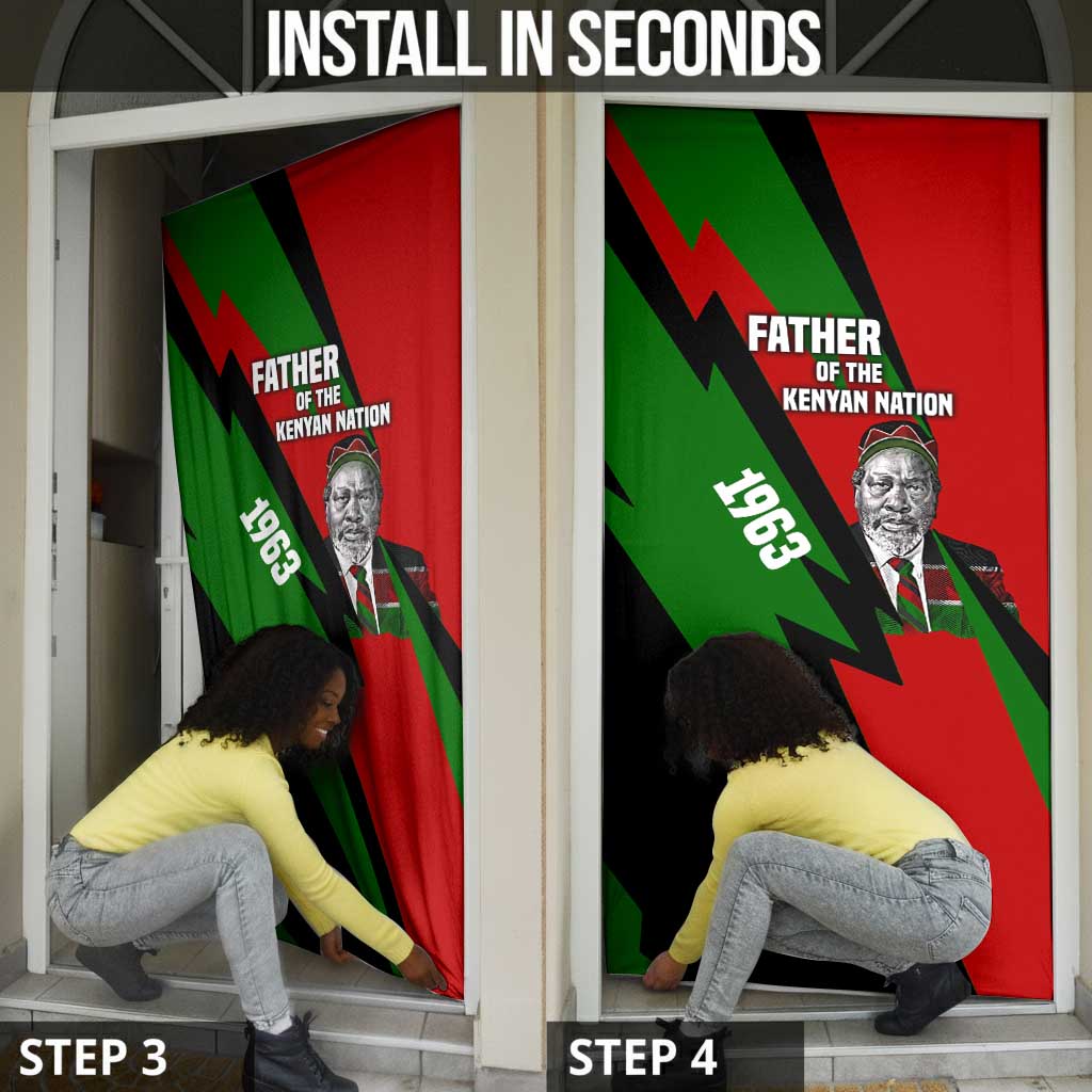 Jomo Kenyatta Door Cover Patriotic Colors Design and Father of the Kenyan Nation Tribute - African Pride