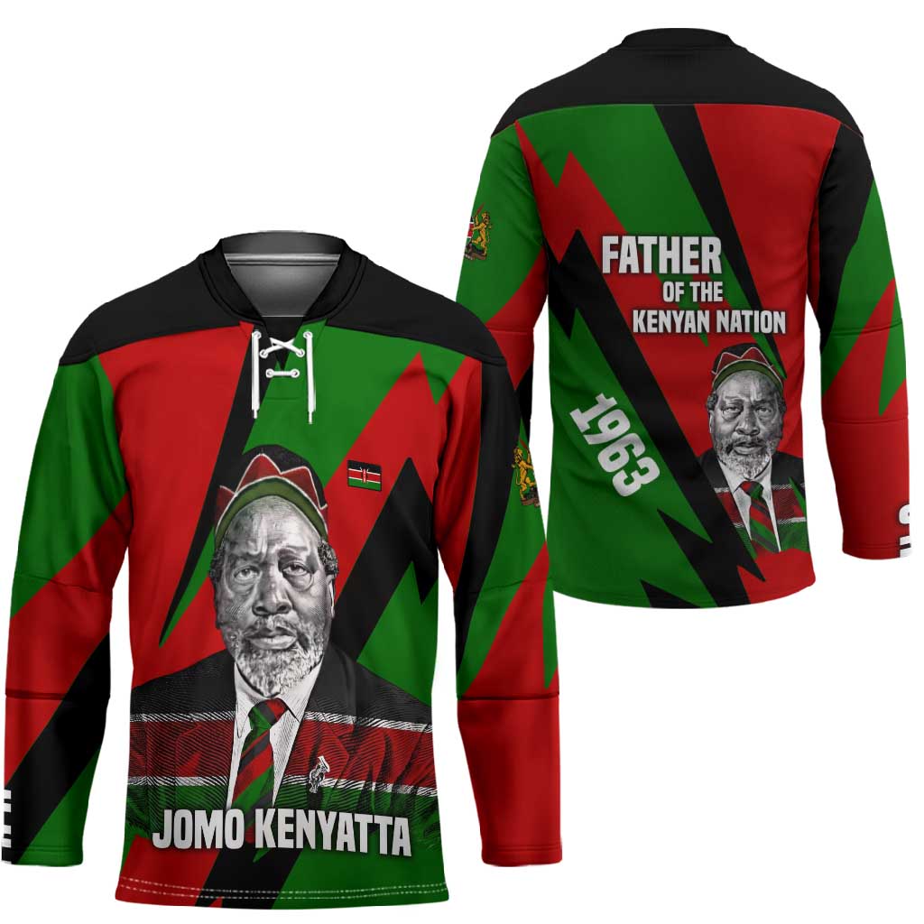 Jomo Kenyatta Hockey Jersey Patriotic Colors Design and Father of the Kenyan Nation Tribute - African Pride