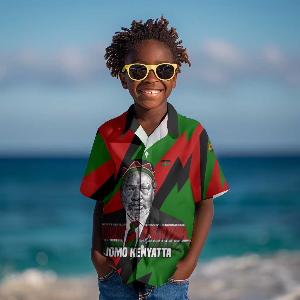 Jomo Kenyatta Kid Hawaiian Shirt Patriotic Colors Design and Father of the Kenyan Nation Tribute - African Pride