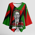 Jomo Kenyatta Kimono Sleeve Blouse Patriotic Colors Design and Father of the Kenyan Nation Tribute - African Pride
